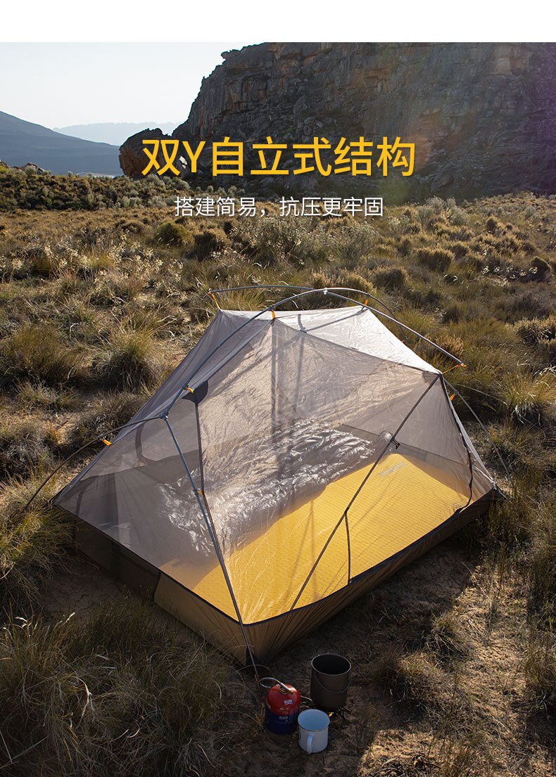 Cheap Goat Tents Mongar Camping Tent 2 Persons Ultralight 20D Nylon Aluminum Alloy Pole Double Layer Outdoor Hiking Tent NH17T007 M Tents 